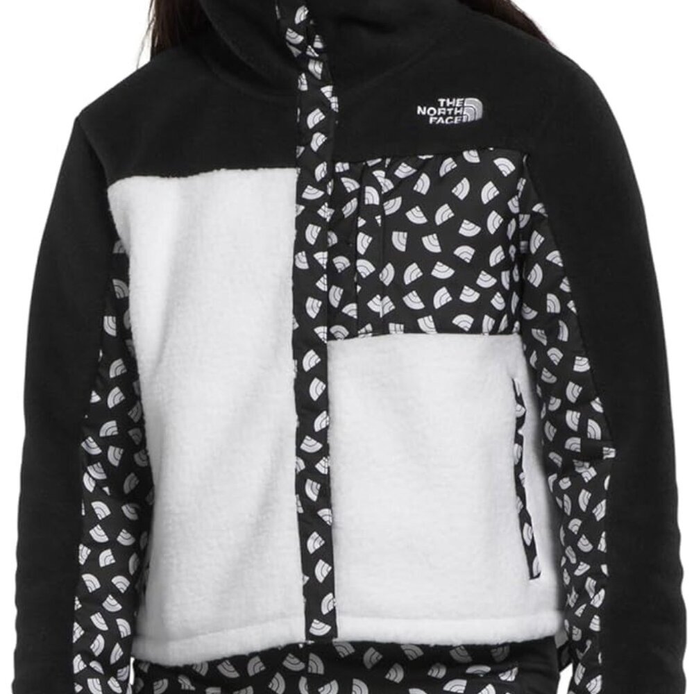 NWT THE NORTH FACE Girls' Fleece Mashup Jacket, Black White Small S